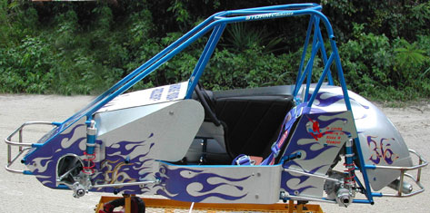 flame graphic on race cart